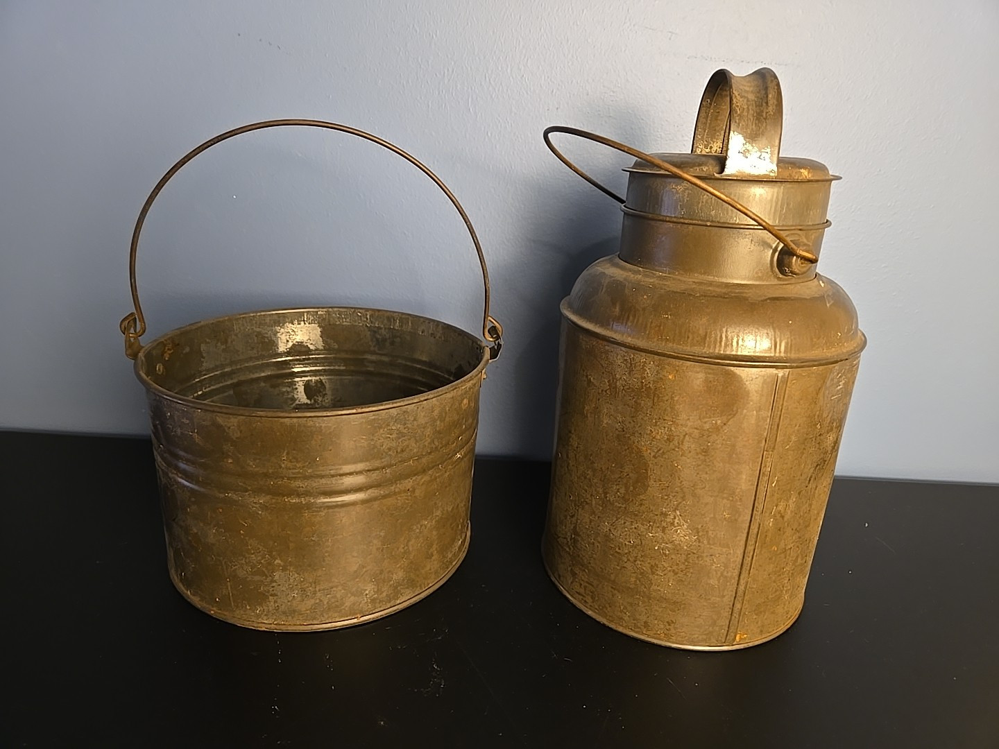 Vintage Dairy Can Galvanized Cream Milk Can with Lid & Handle & Bucket W Handle