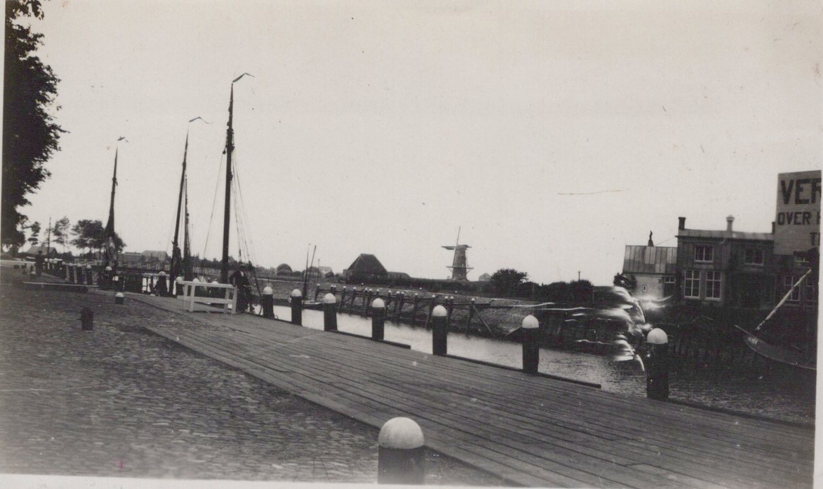 Wolphaartsdijk Holland harbor ferry scene antique 1936 - Original Photo