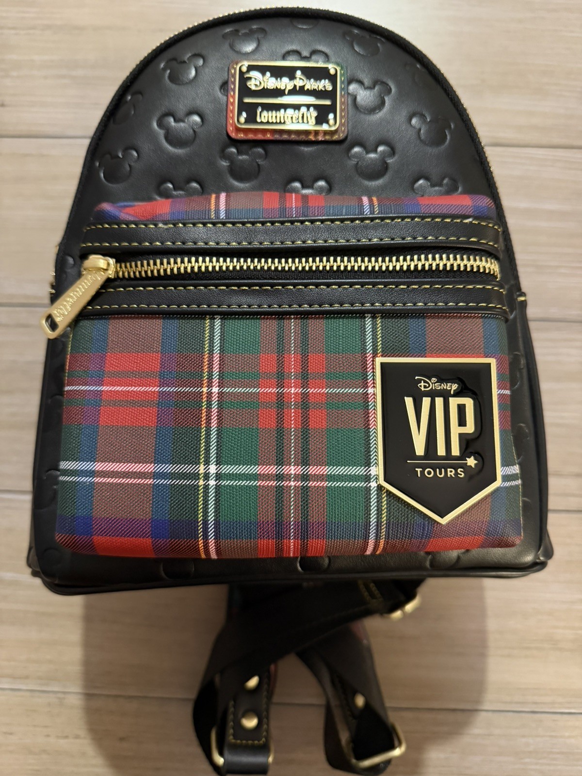 NEW 2026 Loungefly Disney Parks VIP Tours Black Plaid Mini Backpack Mickey RARE