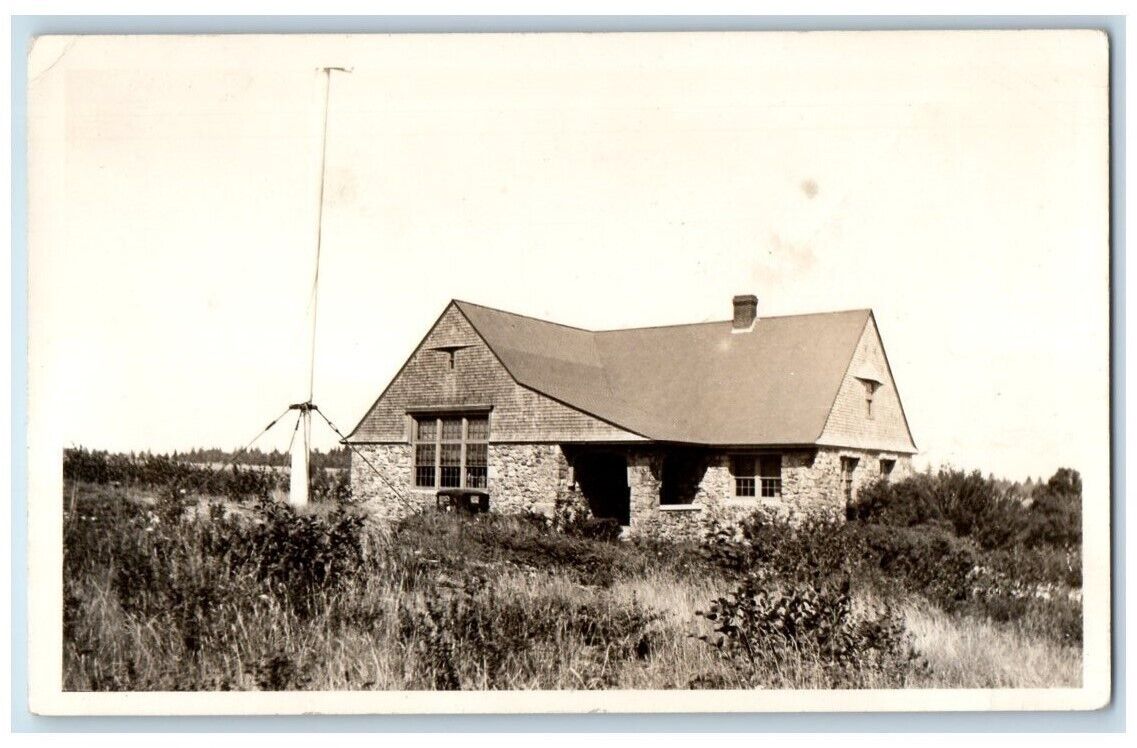 c1945 Stone Library View Isle au Haut Maine ME RPPC Photo Unposted Postcard