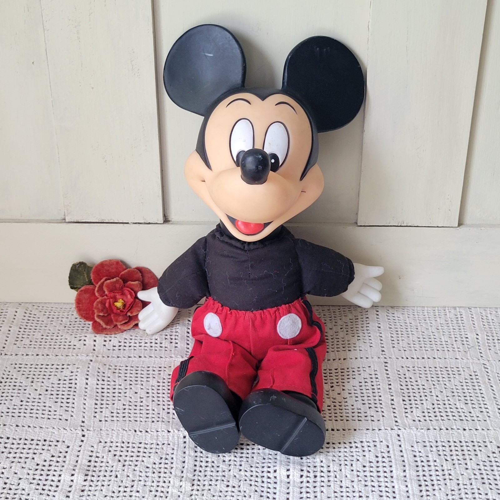 Vtg 1970s Mickey Mouse Plush Doll Walt Disney Stuffed Animal Toy