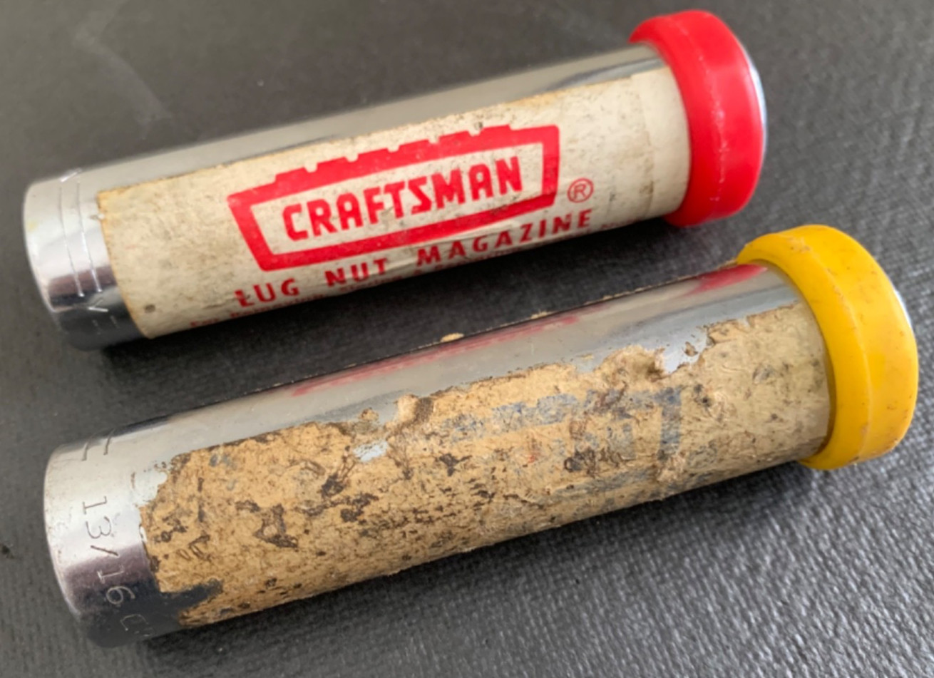 (2) Very Rare Vintage Craftsman USA no. 4278 Lug Nut Magazine Socket 13/16 & 3/4