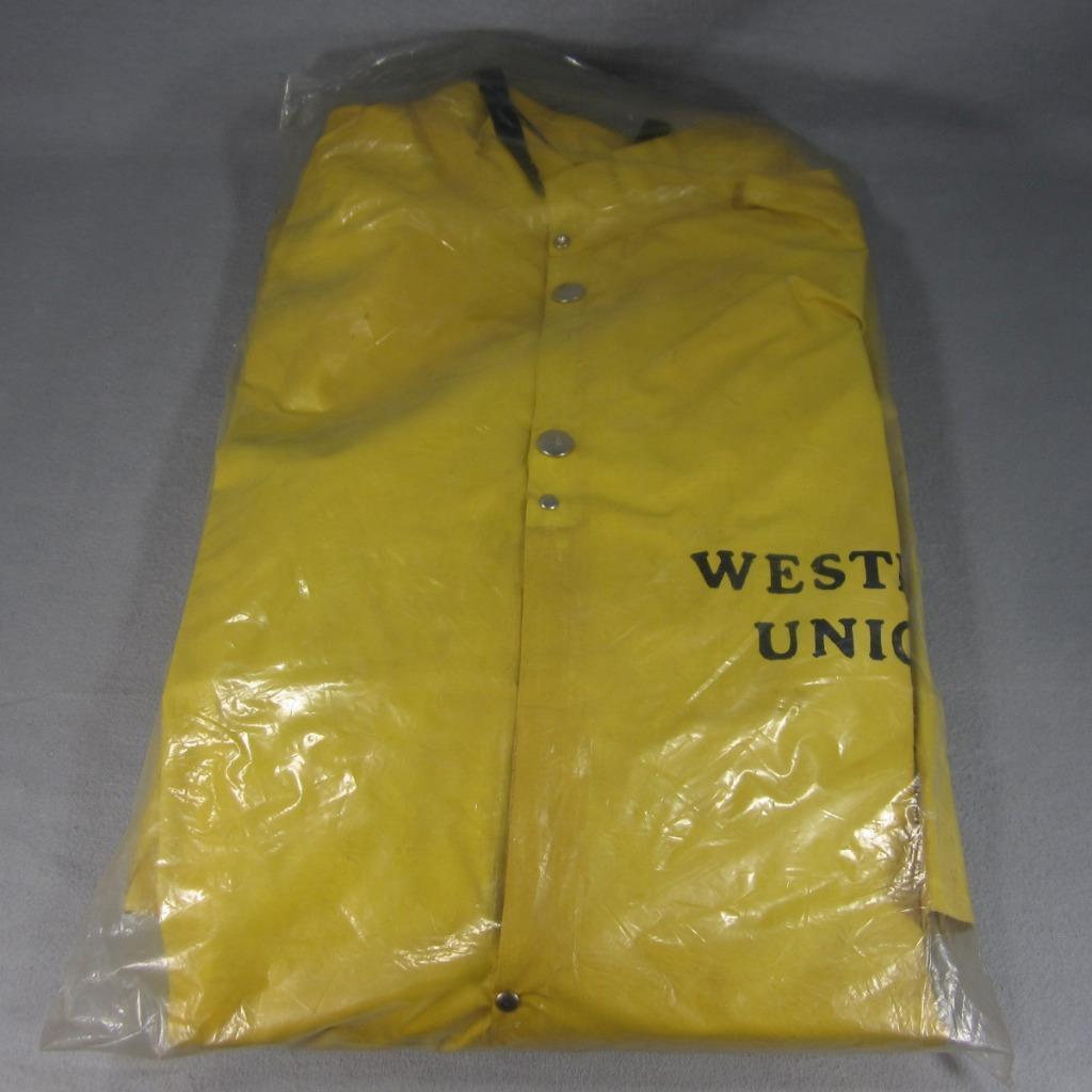 Western Union Telegraph Co Vintage Yellow Raincoat Rain Coat