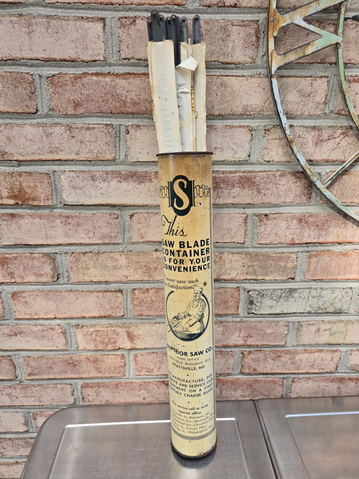 Vintage Superior Saw Co Hacksaw Advertising Blades Store Display with Blades