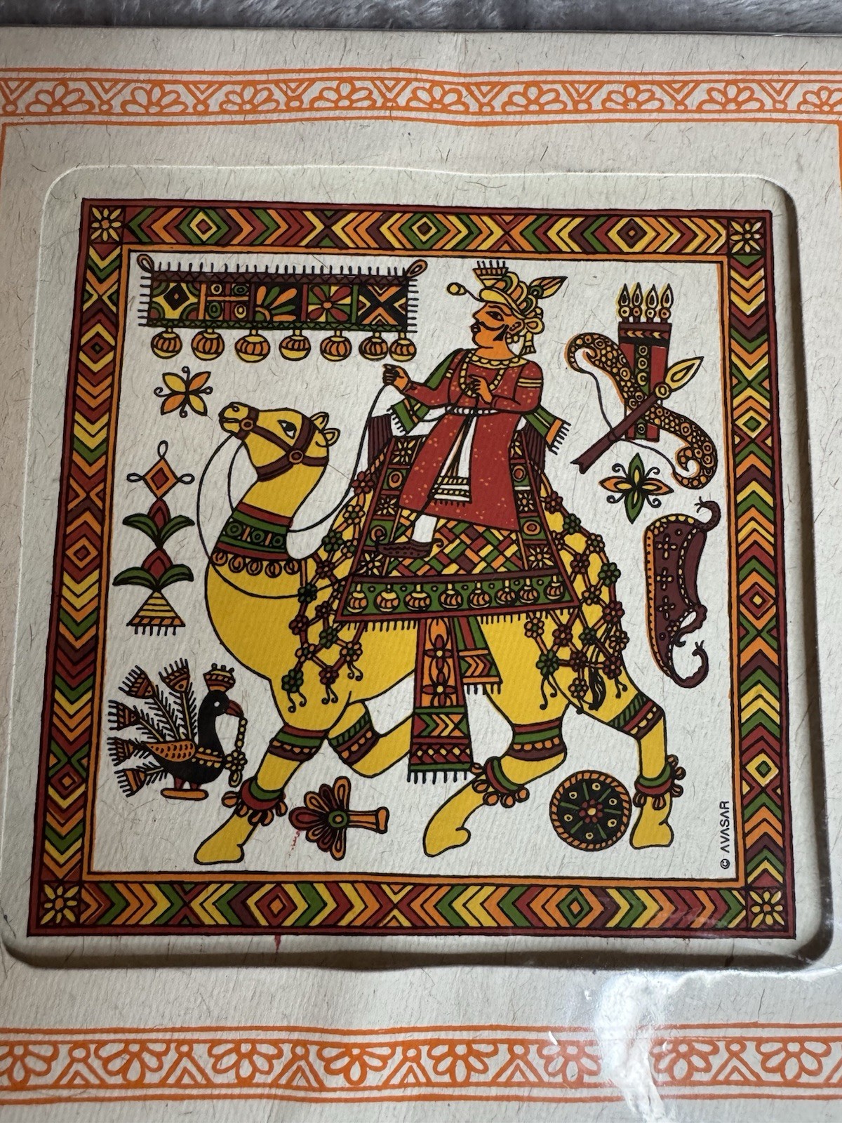 Vintage Sealed Indian Folk Art Card Folio Pabuji Phad Rajasthan Handmade Paper