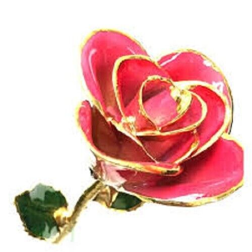 Valentines Day Sweet 16 Pink Solid 24KT Gold Dipped Rose