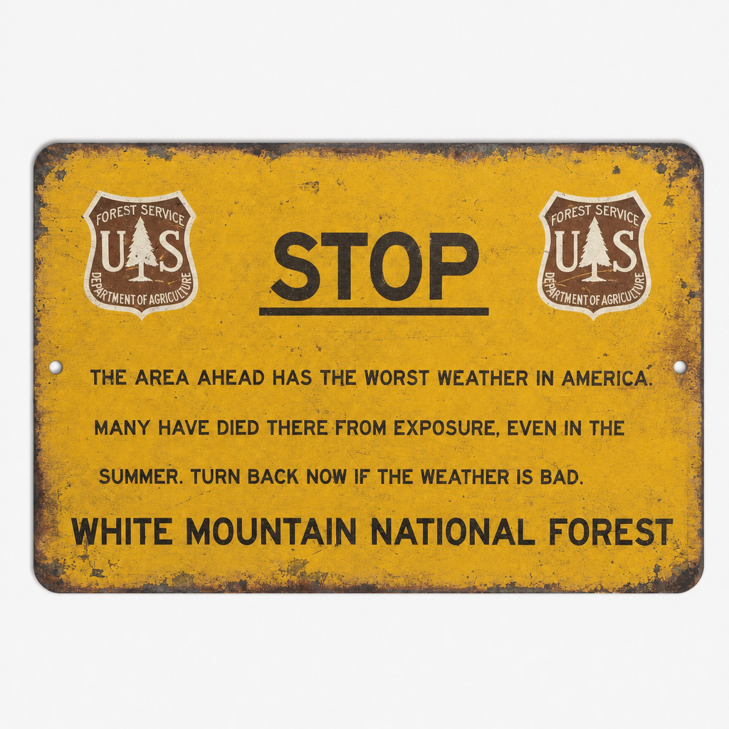 White Mountain National Forest Vintage Warning Sign Classic Aluminum - 3 Sizes White Mountain National Forest Vintage Warning Sign Classic Aluminum - 3 Sizes