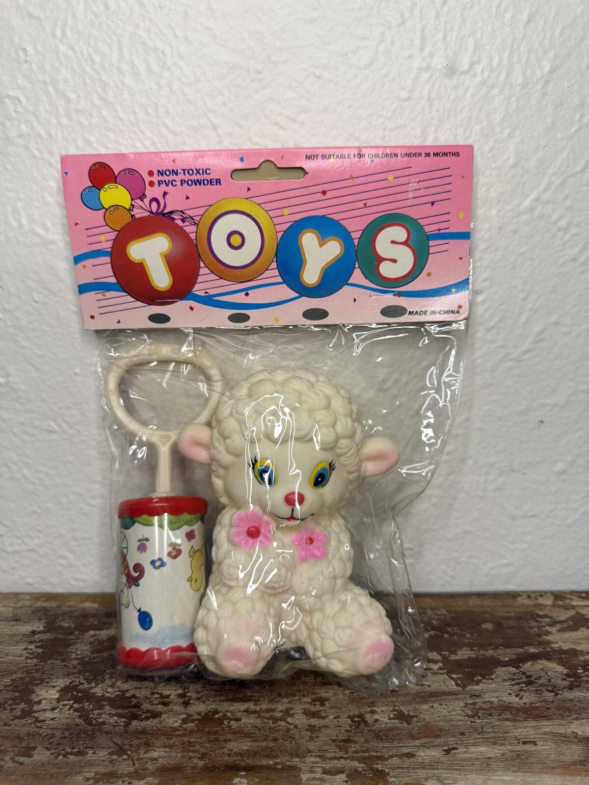 Vintage 1970 Squeaky Lamb Toy with Rattle NEW