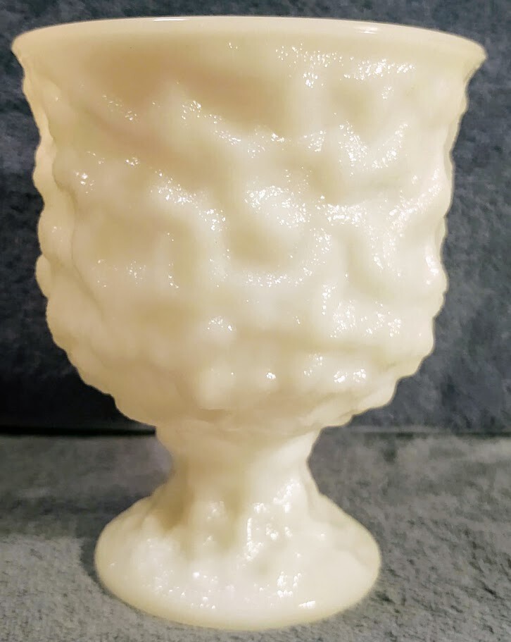 Vintage E. O. Brody Co. Crinkled White Milk Glass Pedestal Planter/Vase # M3000 