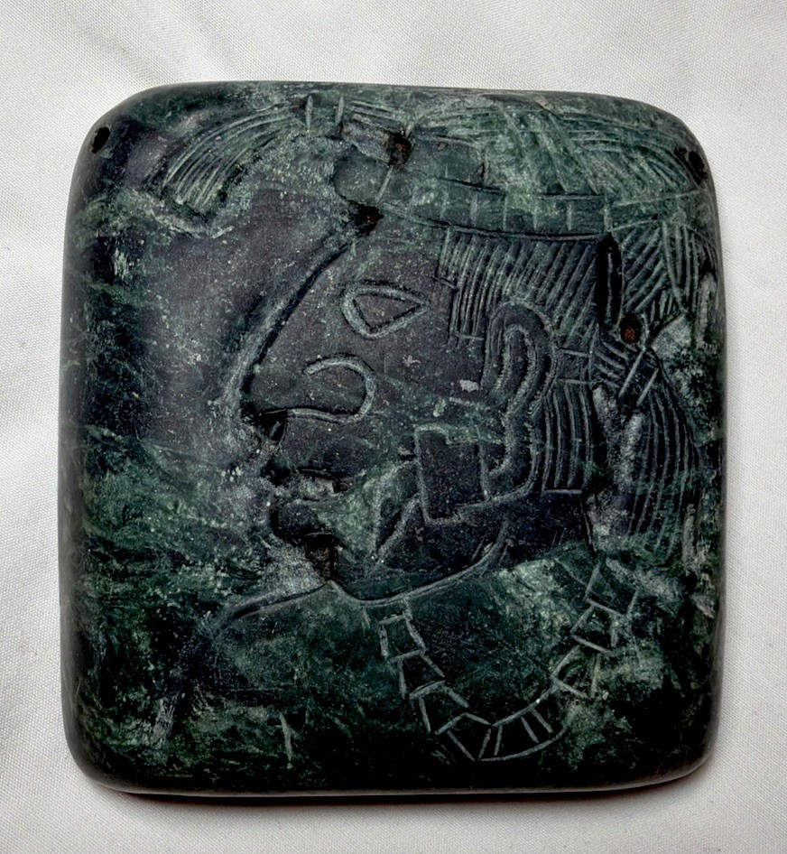 Vintage Mayan Carved Greenstone Plaque from Copan Honduras 4\ Vintage Mayan Carved Greenstone Plaque from Copan Honduras 4\
