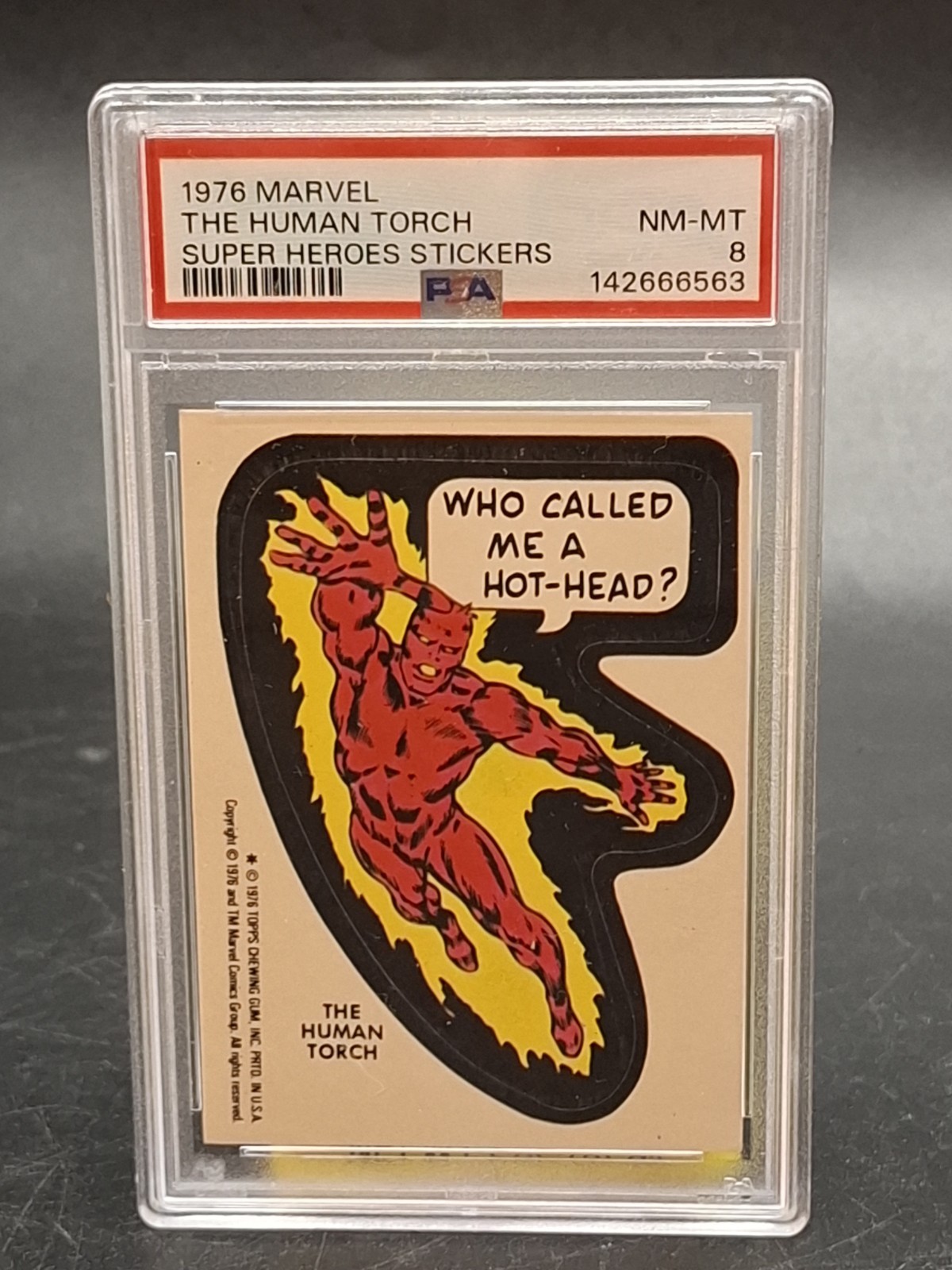 Vintage 1976 Topps Marvel Super Heroes Stickers The Human Torch PSA 8