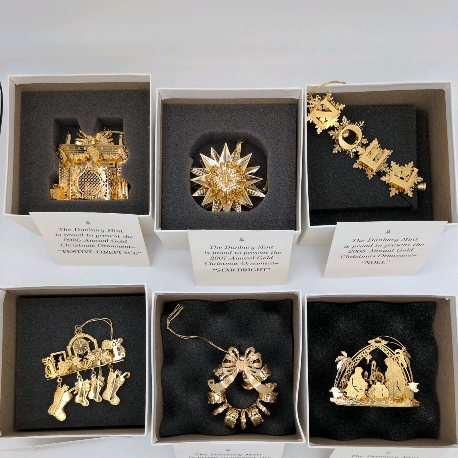 Lot Of 6 DANBURY MINT 23K Gold Plated Annual Ornaments With Boxes Lot Of 6 DANBURY MINT 23K Gold Plated Annual Ornaments With Boxes