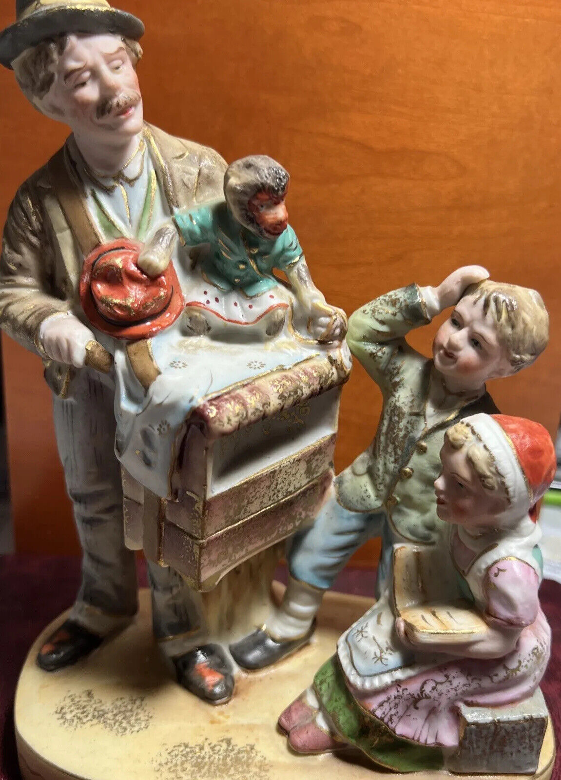 Vintage Shafford Hand Made Figurine 7”X5” Street Scene With Children X498
