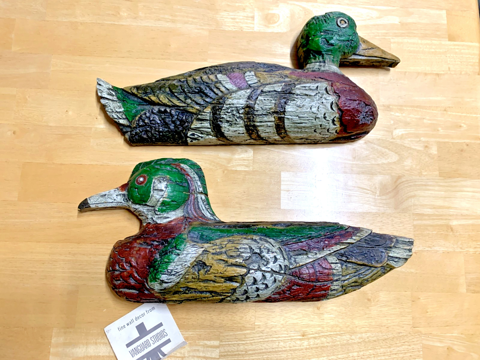 Vintage VANGUARD STUDIOS Pair MALLARD DUCKS ~ Man-Cave Cabin-Decor ~ HUNTER GIFT