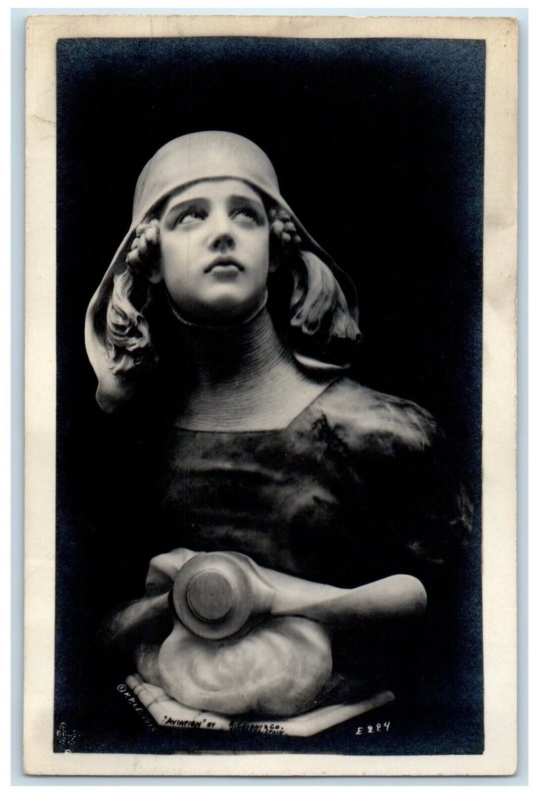 1915 Girl  Statue Aviation San Francisco California CA RPPC Photo Postcard