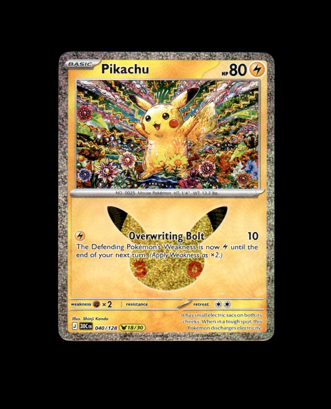 Pikachu 040/128 , 30th Celebration 2026 Holo NM Pikachu 040/128 , 30th Celebration 2026 Holo NM