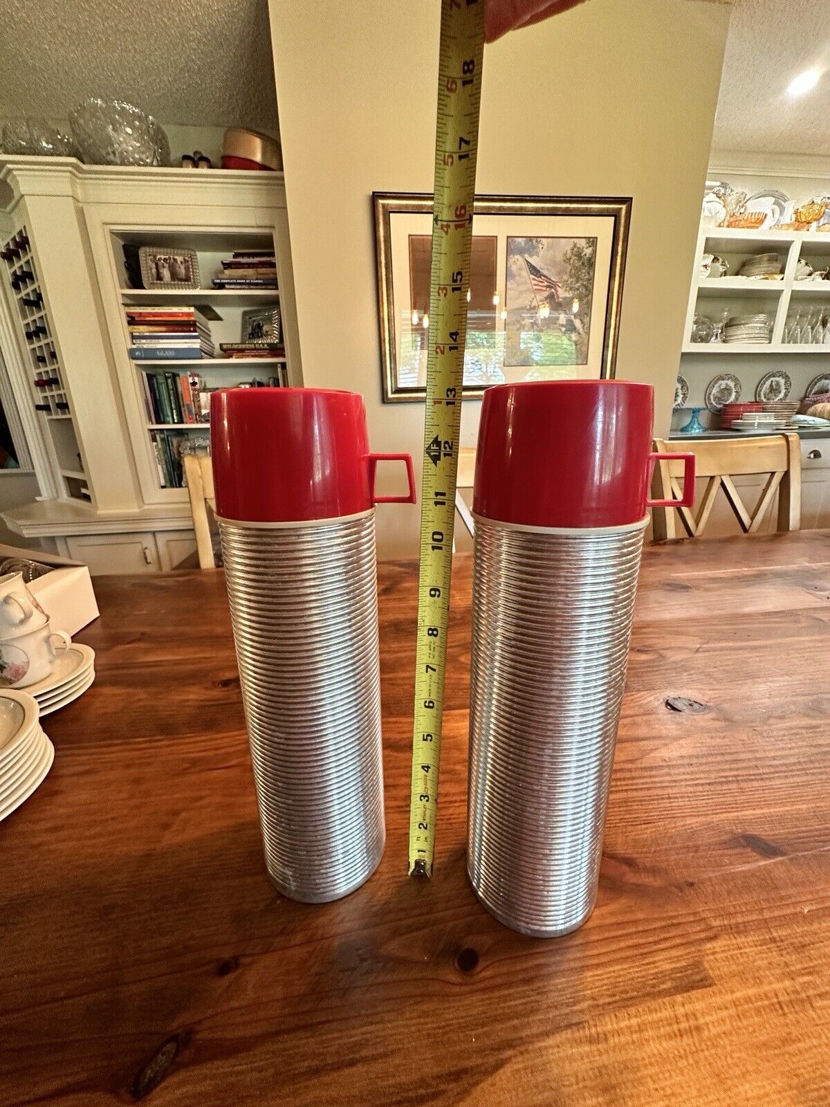 Vintage King Seeley Thermos #2484 Vacuum Bottle Quart Size Ribbed Aluminum 13.5”