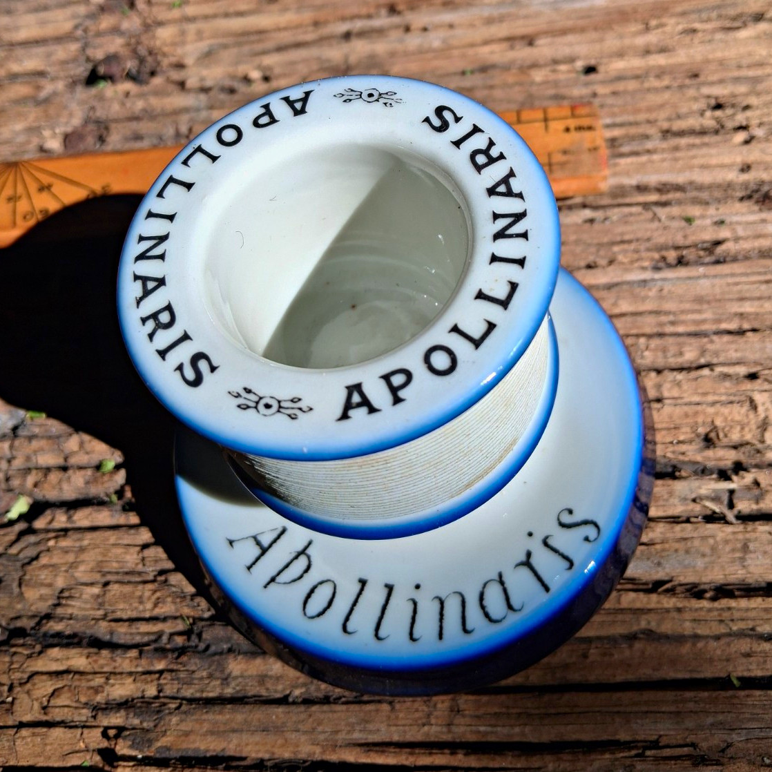 Apollinaris Blue & White Ceramic Advertising German Matchstriker