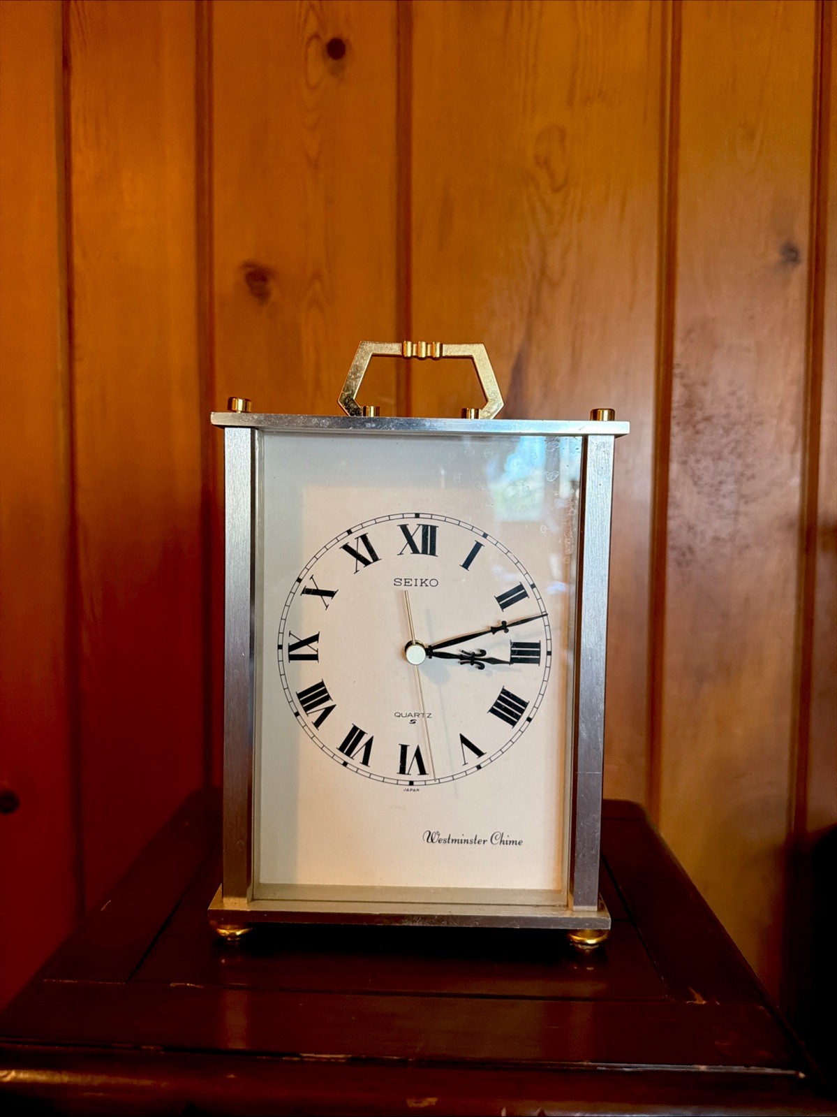 The Seiko Westminster-Whittington Chime Brass Mantel Carriage Clock Japan Runs