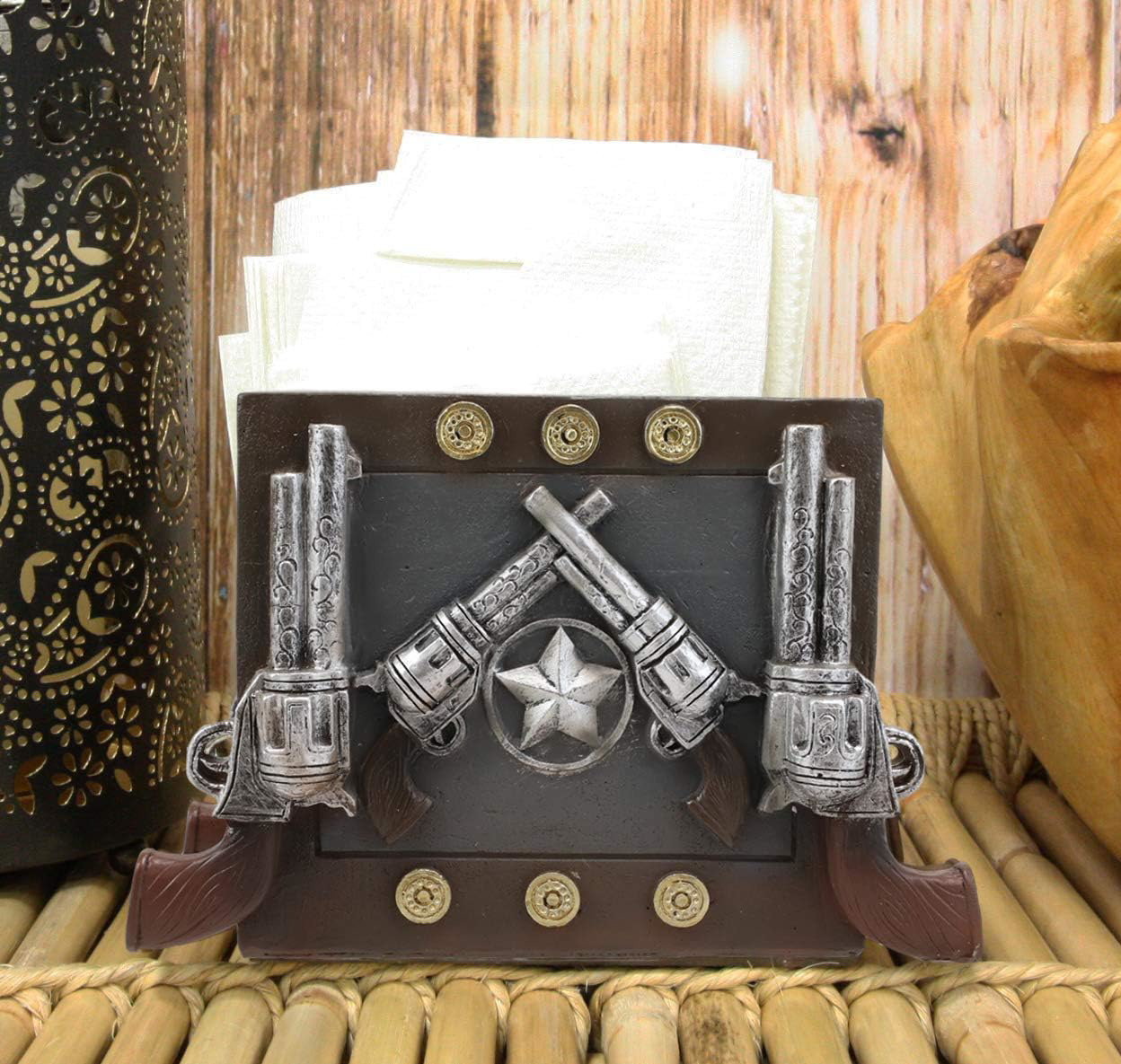 Ebros Rustic Country Wild West Texas Star And Six Shooter Pistols Country Wester