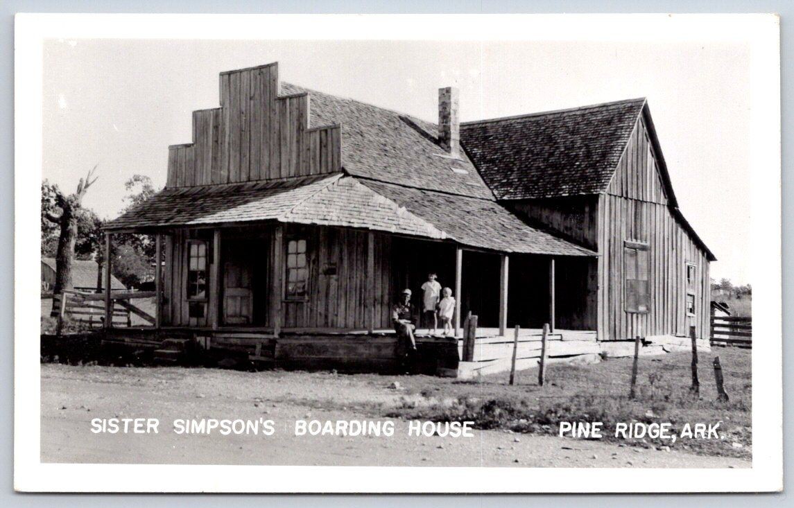 Vintage Arkansas Postcard PINE RIDGE Sister Simpson Boarding RPPC
