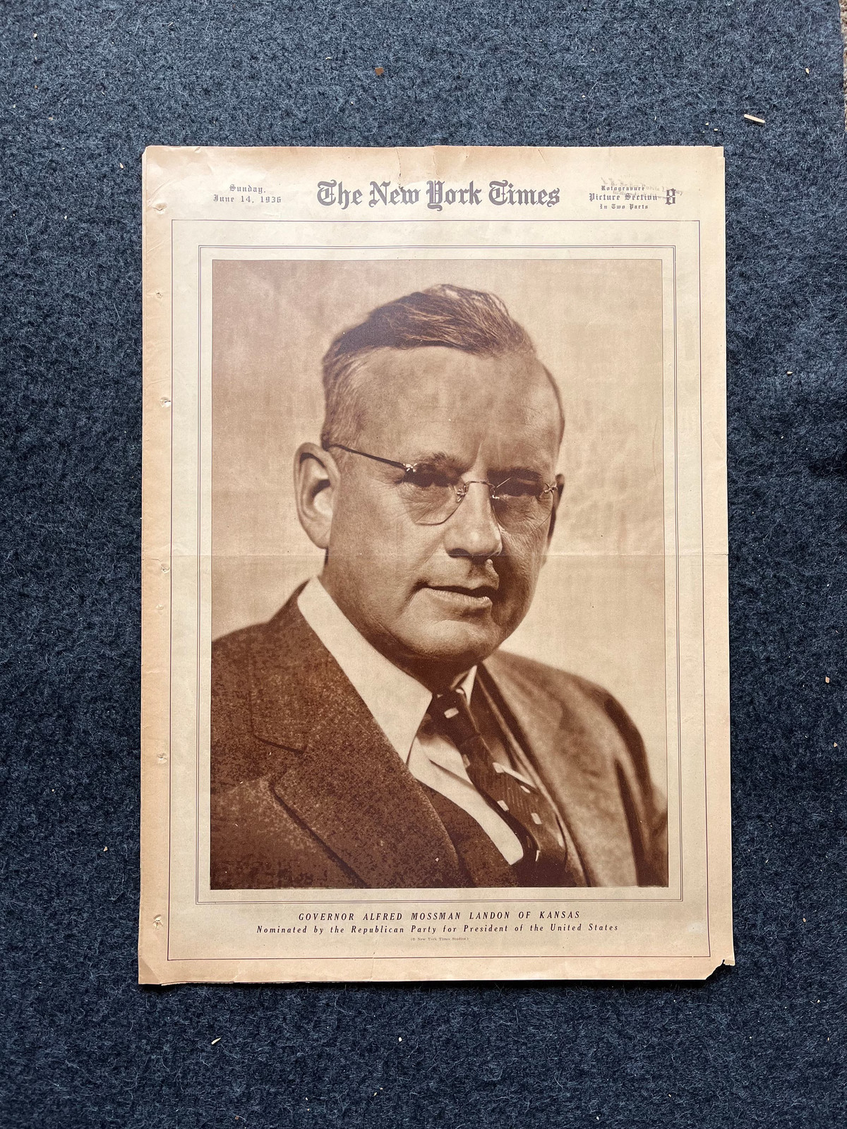 1936 Alfred Landon Runs For President, FDR Presidential Election, Vintage Newsp