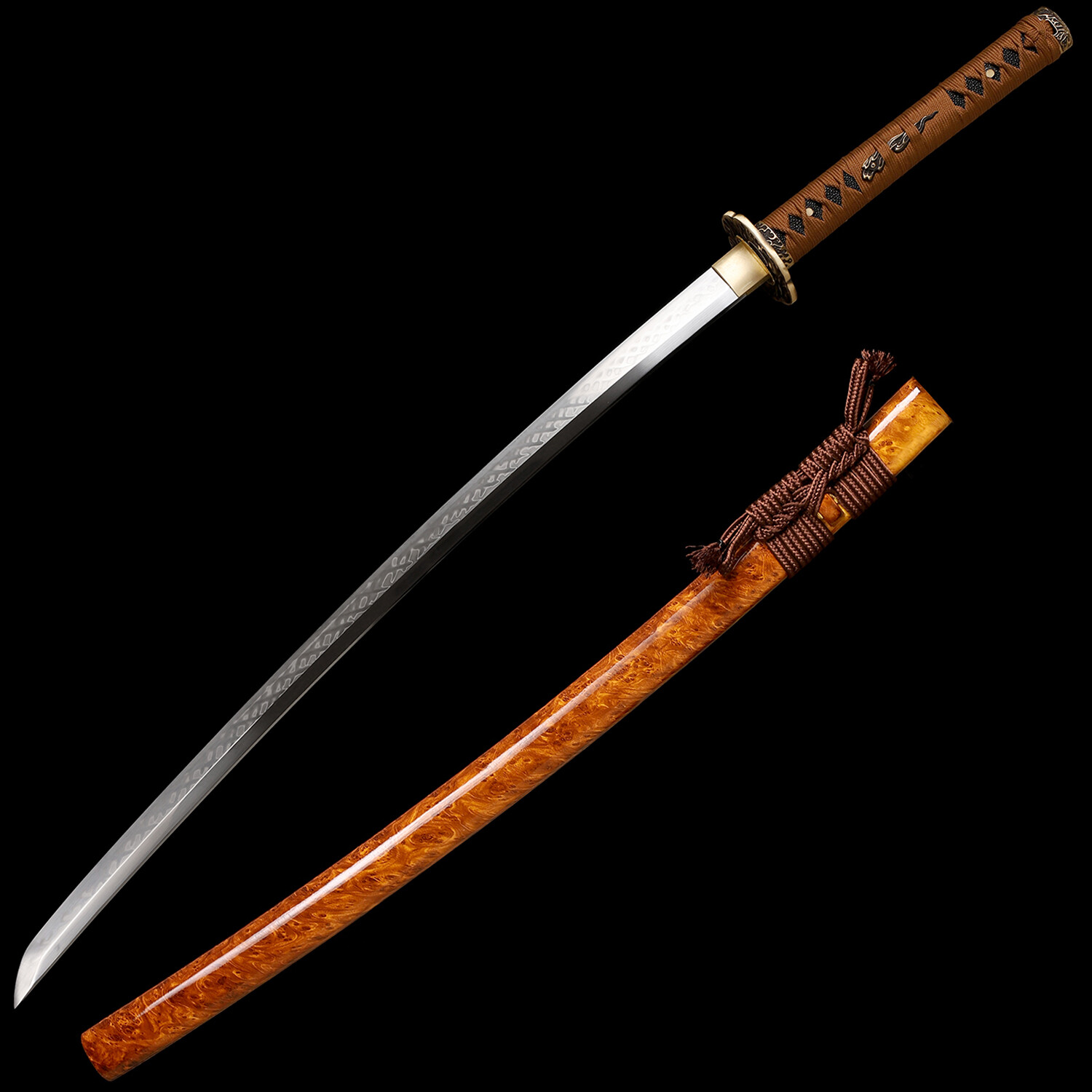 Polished Japanese Samurai Katana Sword L6 Steel Clay Tempered Real Hamon