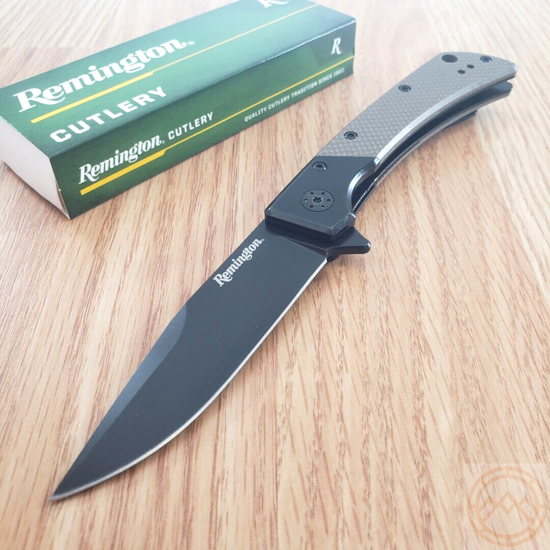 Remington EDC Linerlock Folding Knife 3 D2 Tool Steel Blade Brown G10 Handle