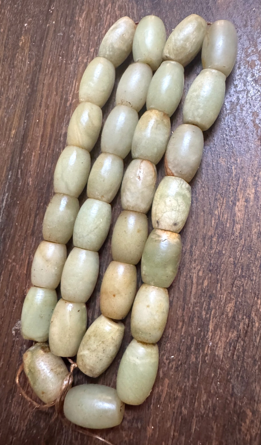 Natural Jade Old Nephrite Jade Bead Necklace Celadon Barrel Beads DIY Antique Natural Jade Old Nephrite Jade Bead Necklace Celadon Barrel Beads DIY Antique