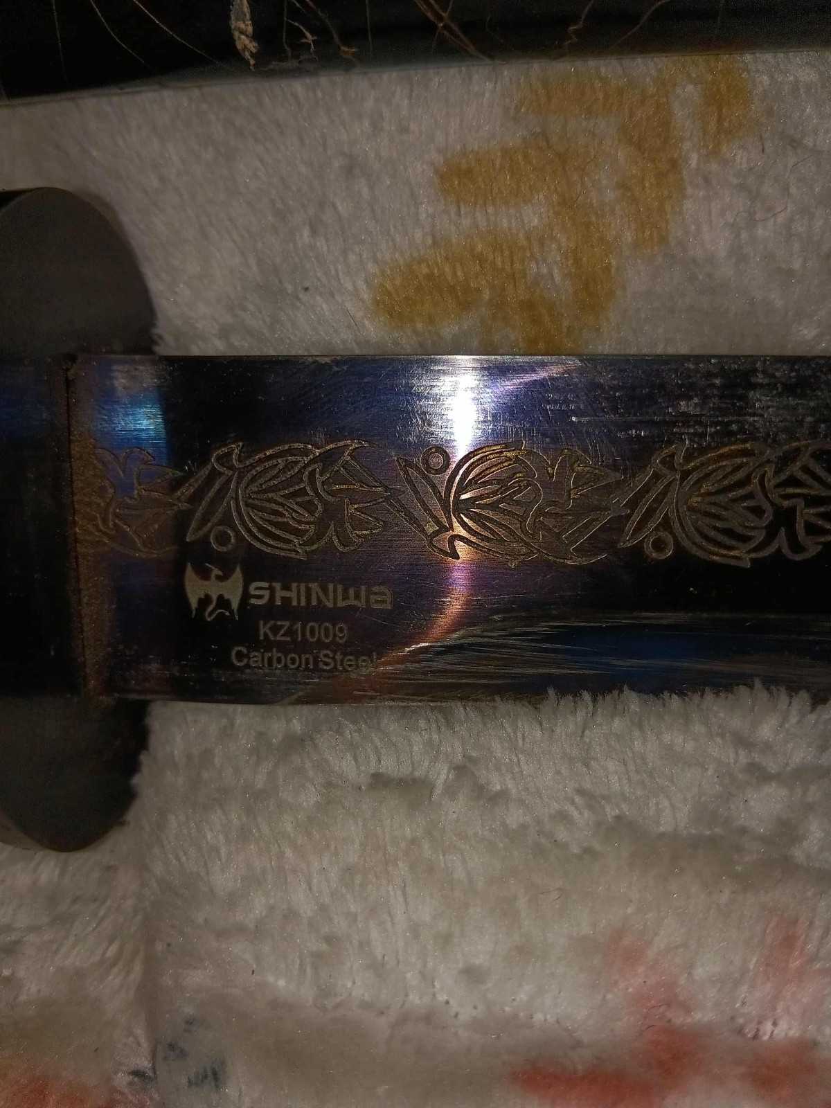 Shinwa Kz1000 Carbon Steel Short Sword, Purple Handle Dark Gray Blade