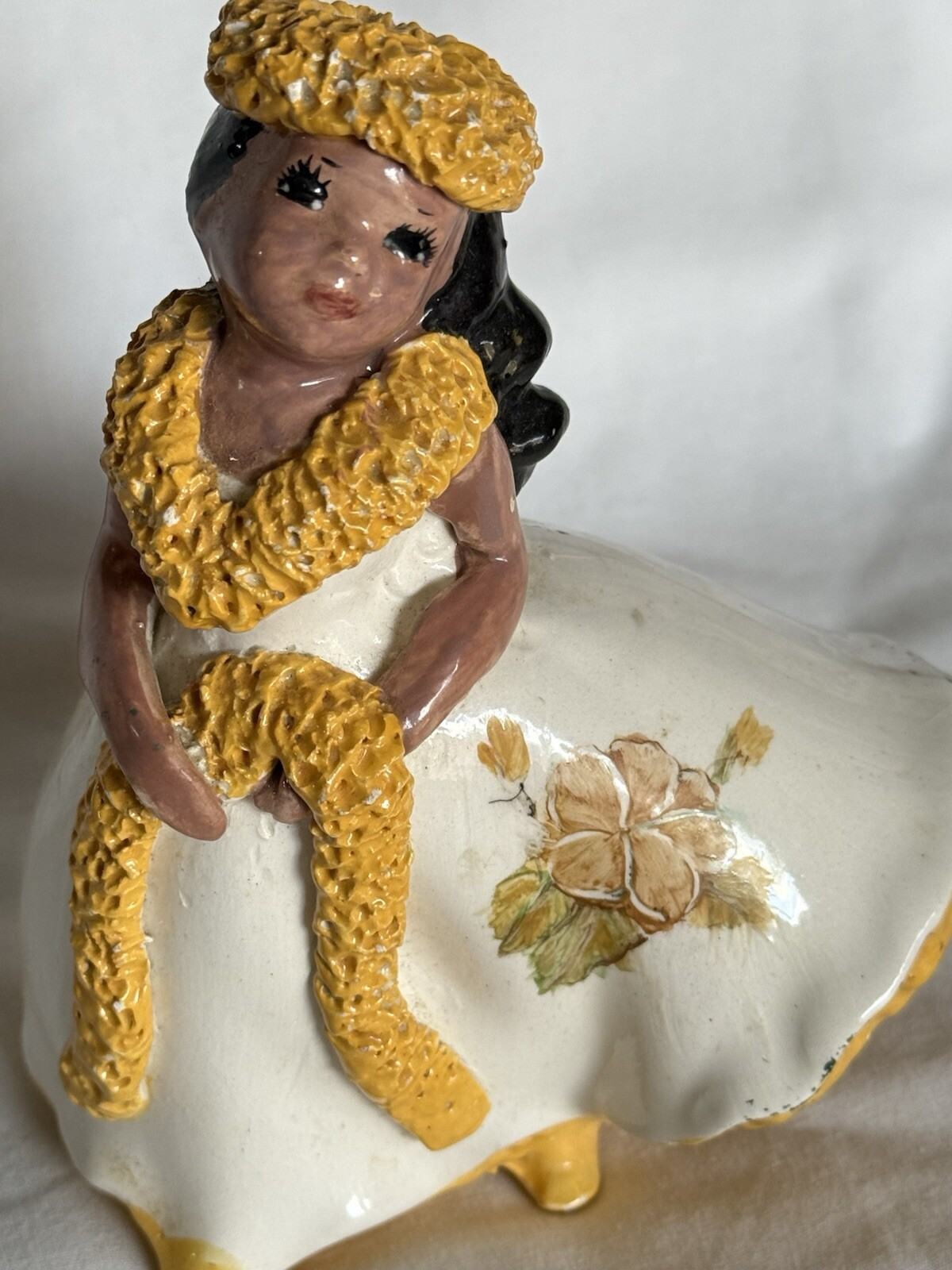 Hawaiian Lei Seller Hula Girl Figure Vintage 7” High