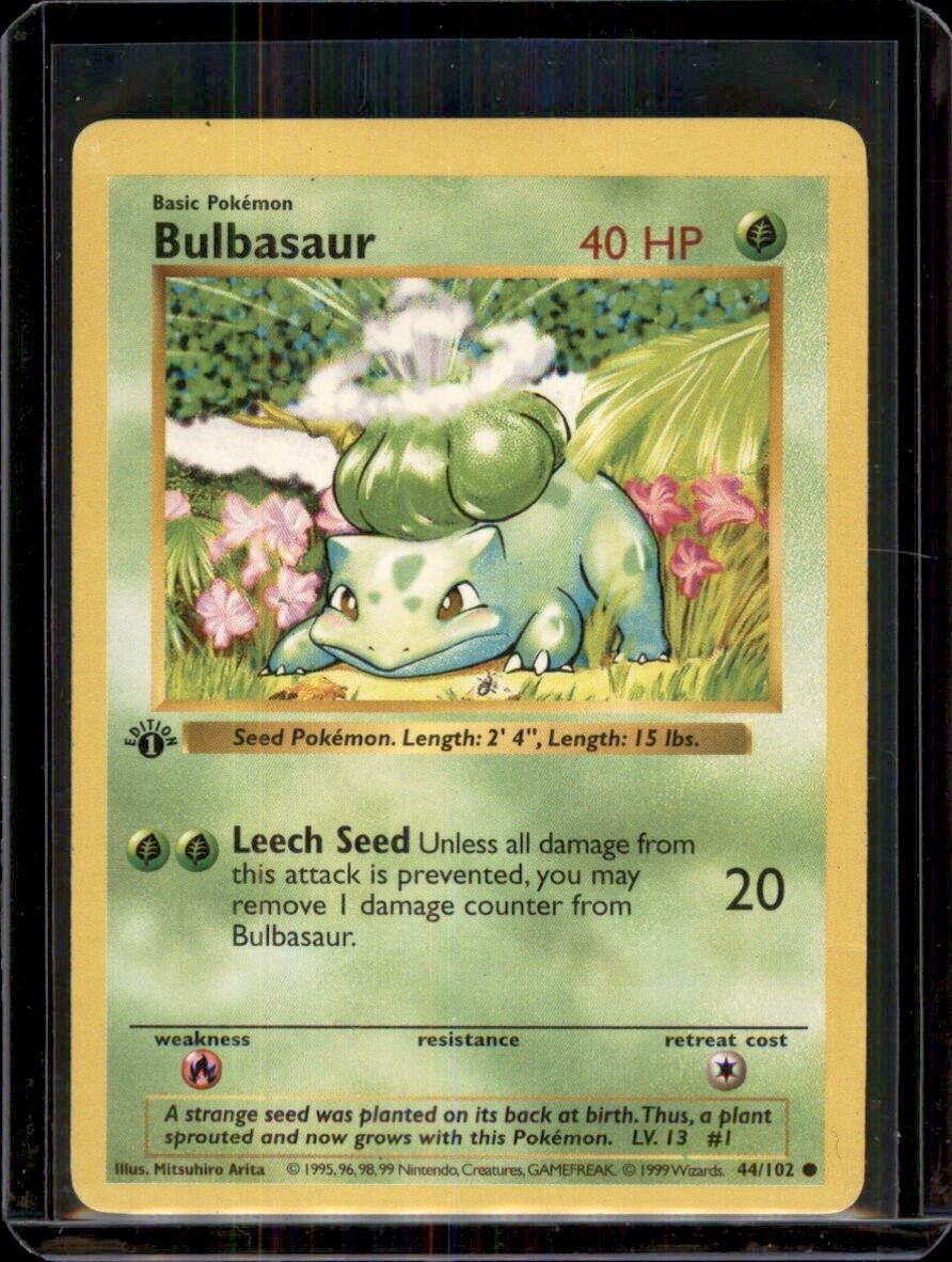 Bulbasaur 44/102 1st Edition Base Set Pokemon Card - Heavy Played