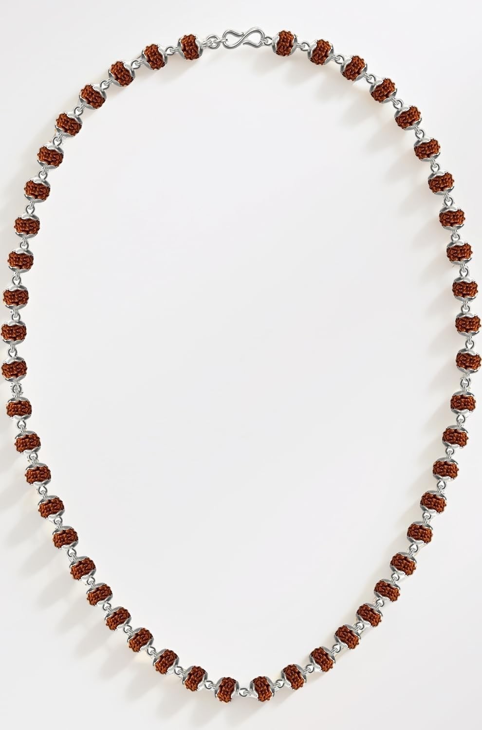 925 Sterling Silver Rudraksha Mala 5 Mukhi 6mm 54 Beads Certified