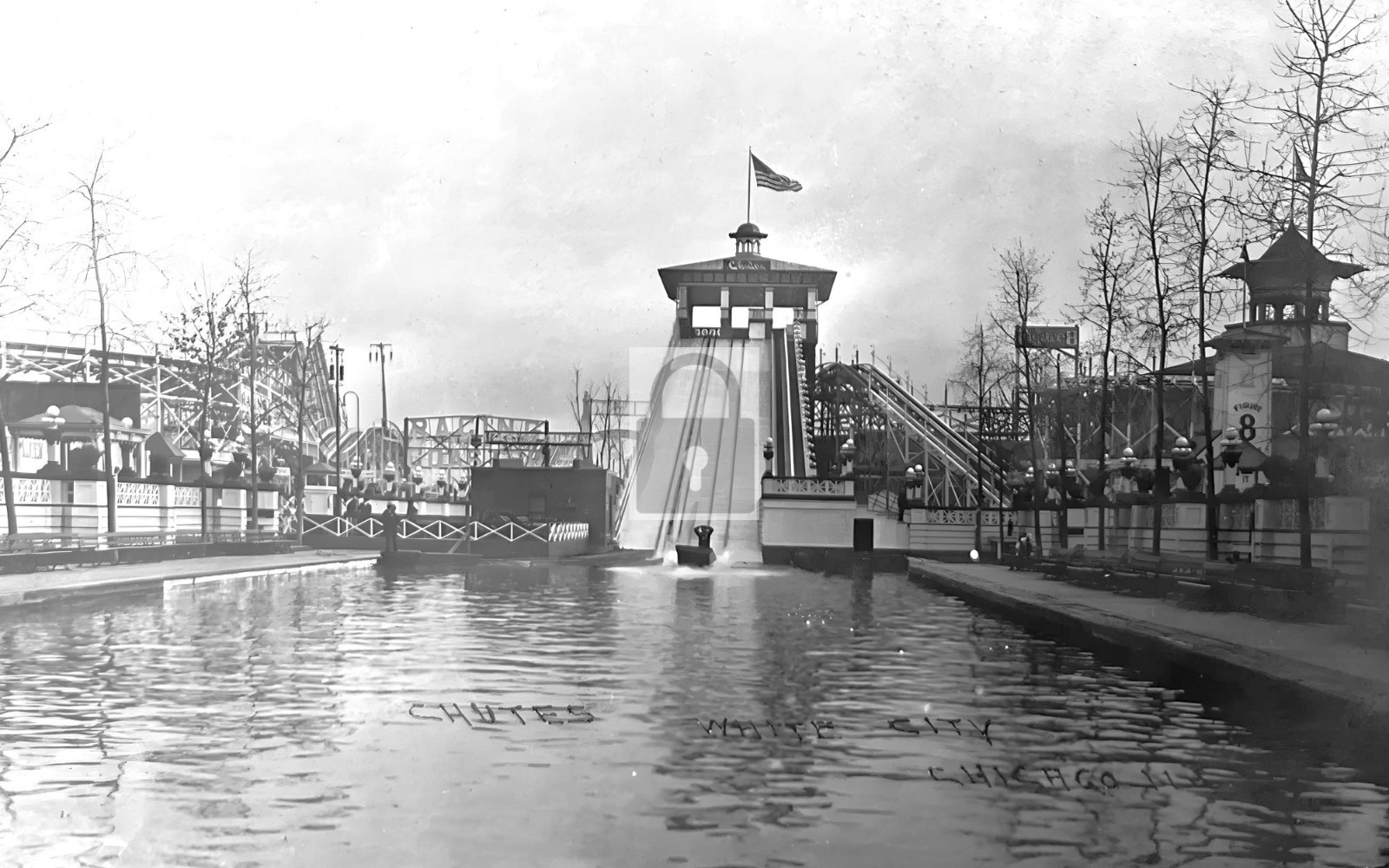 Amusement Park Water Chutes White City Chicago Illinois IL - Reprint