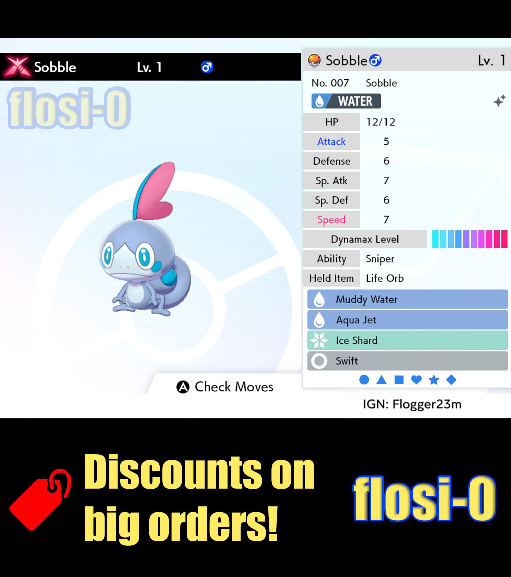 Pokemon Sword and Shield 6IV Shiny Sobble Gigantamax Hidden Ability GMAX HA Pokemon Sword and Shield 6IV Shiny Sobble Gigantamax Hidden Ability GMAX HA