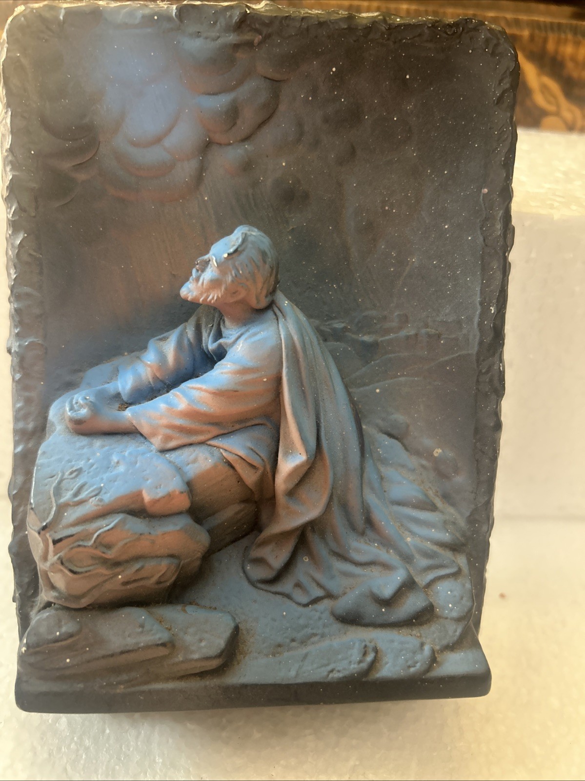 Chalk ware Wall Plaque Jesus In Gethsemane 1960’s  Creative Arts, Inc 4” X 5.5”