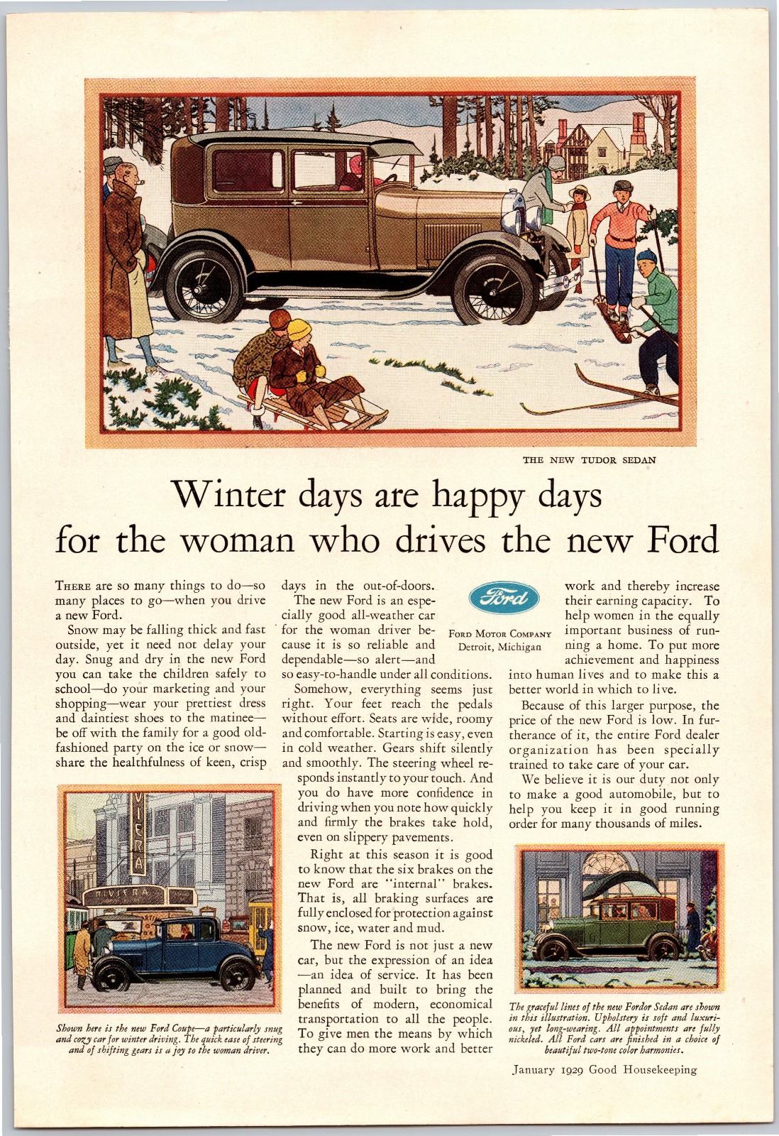 Vintage 1929 Ford Tudor Sedan, Auto, Automobile, Car 20's Print Ad