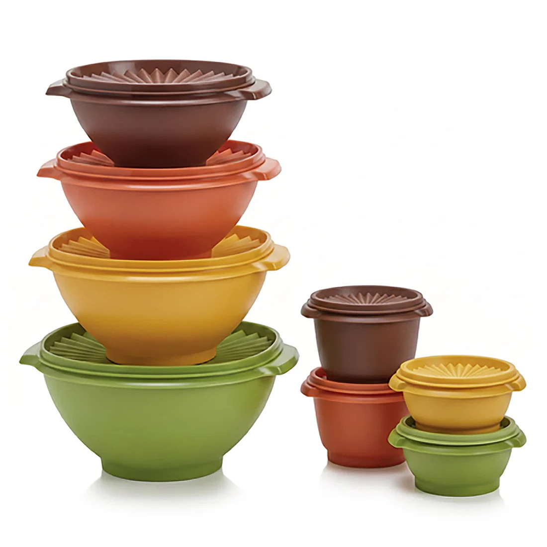 TUPPERWARE 80 ANNIVERSARY SERVALIER 8 PIECE SET ONE TOUCH BOWLS NEW with Seals