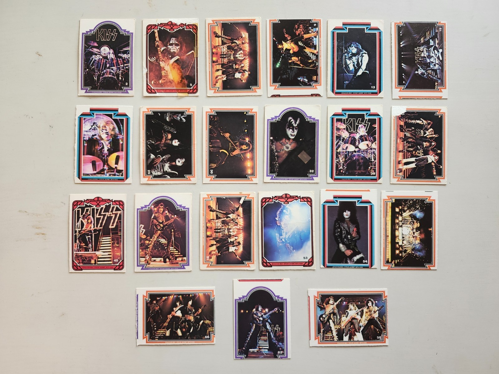 KISS Lot 21 RARE 1978 Vintage Donruss Series 1 Trading Cards NO DUPES F-VG COOL