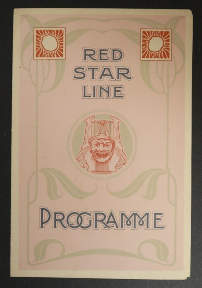 SS Marquette Red Star Line Program  Antwerp to Boston 1908 Grand Concert Claret