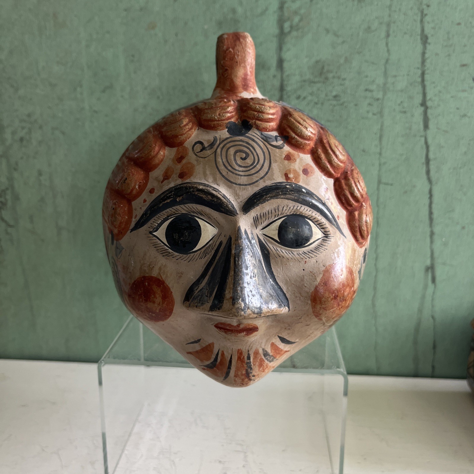 TONALA FOLK ART HEAD BANK X-Large coin bank Mexico Pottery