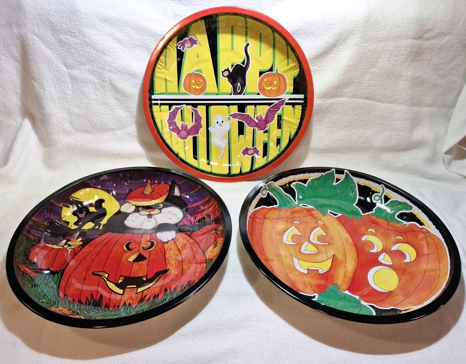 VTG 90s Great Bargin Halloween Tin Trays Set of 3 Midwestern Home Products VTG 90s Great Bargin Halloween Tin Trays Set of 3 Midwestern Home Products