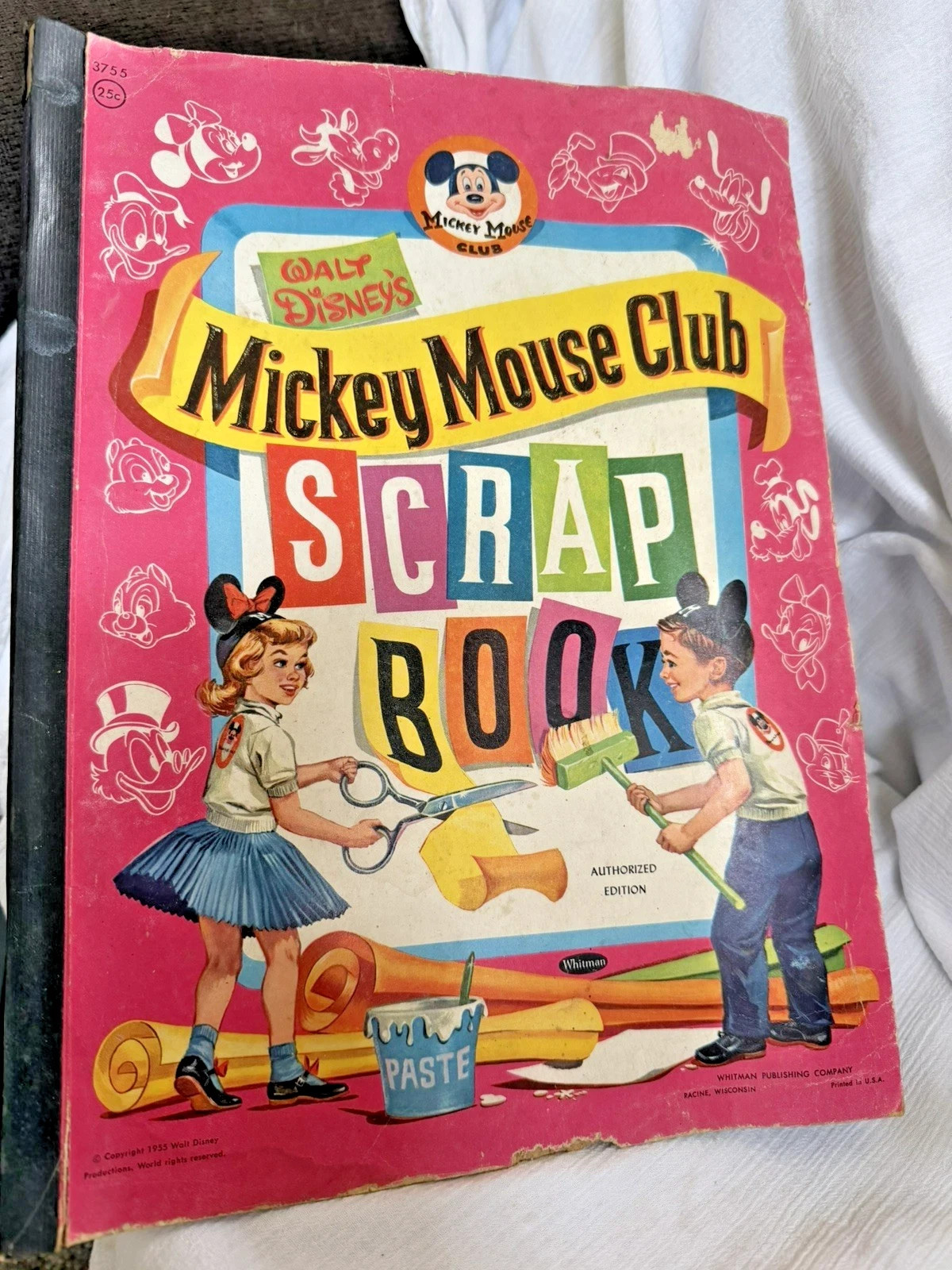1955 Walt Disney Mickey Mouse Club Scrap Book w 20+ Vintage Celebrity Clippings