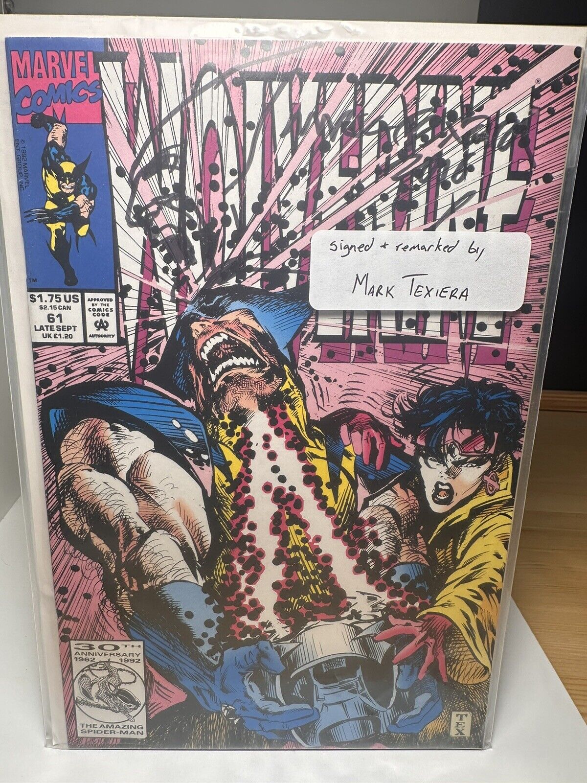 WOLVERINE #61 JUBILEE , SABRETOOTH , SIGNED BY ARTIST MARK TEXEIRA