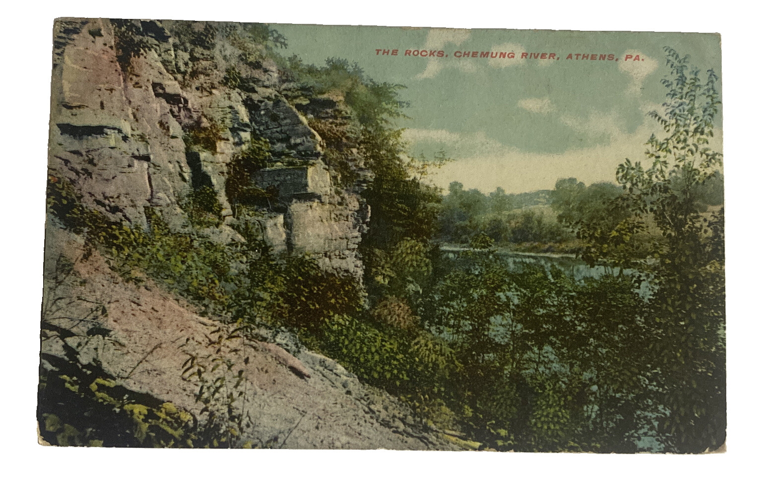 The Rocks Chemung River ~ Athens, Pennsylvania PA ~ Antique 1910s Postcard