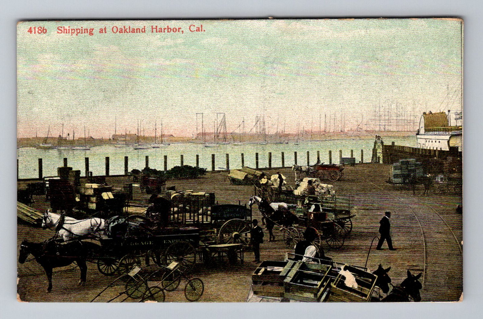 Oakland CA-California, Oakland Harbor Shipping, Postal Vintage c1908 Postcard