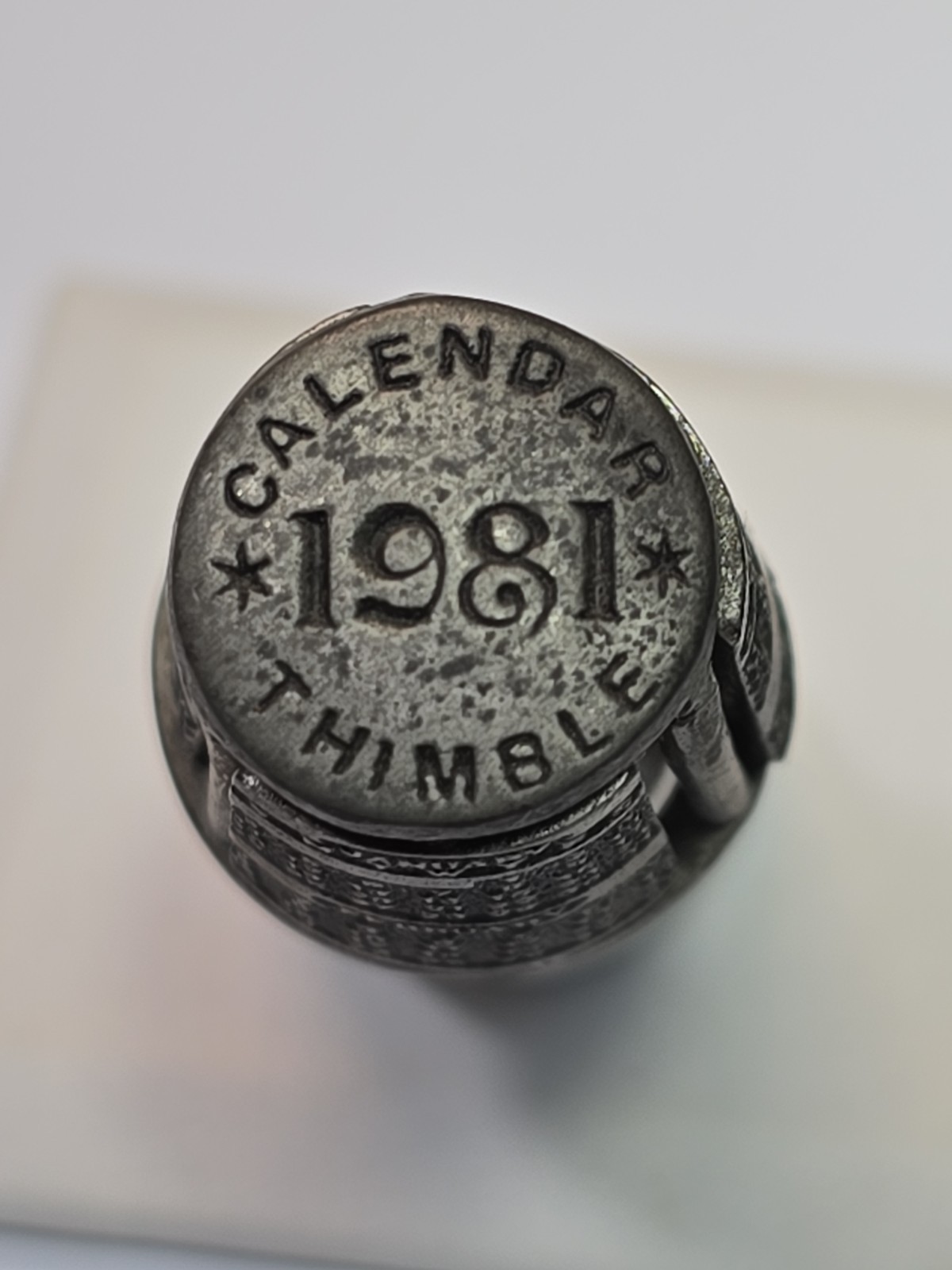 1981 Calendar Thimble Pewter Movable Panels Also for 2026, 2037, 2043, 2054