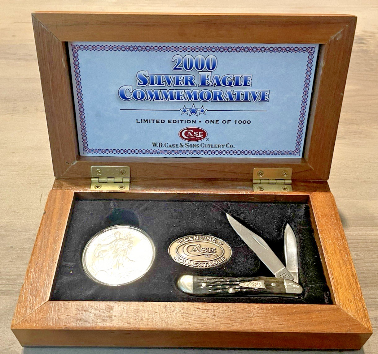 2000 CASE XX 6220 SS Bone Peanut SILVER EAGLE COMMEMORATIVE w/Coin   950 of 1000