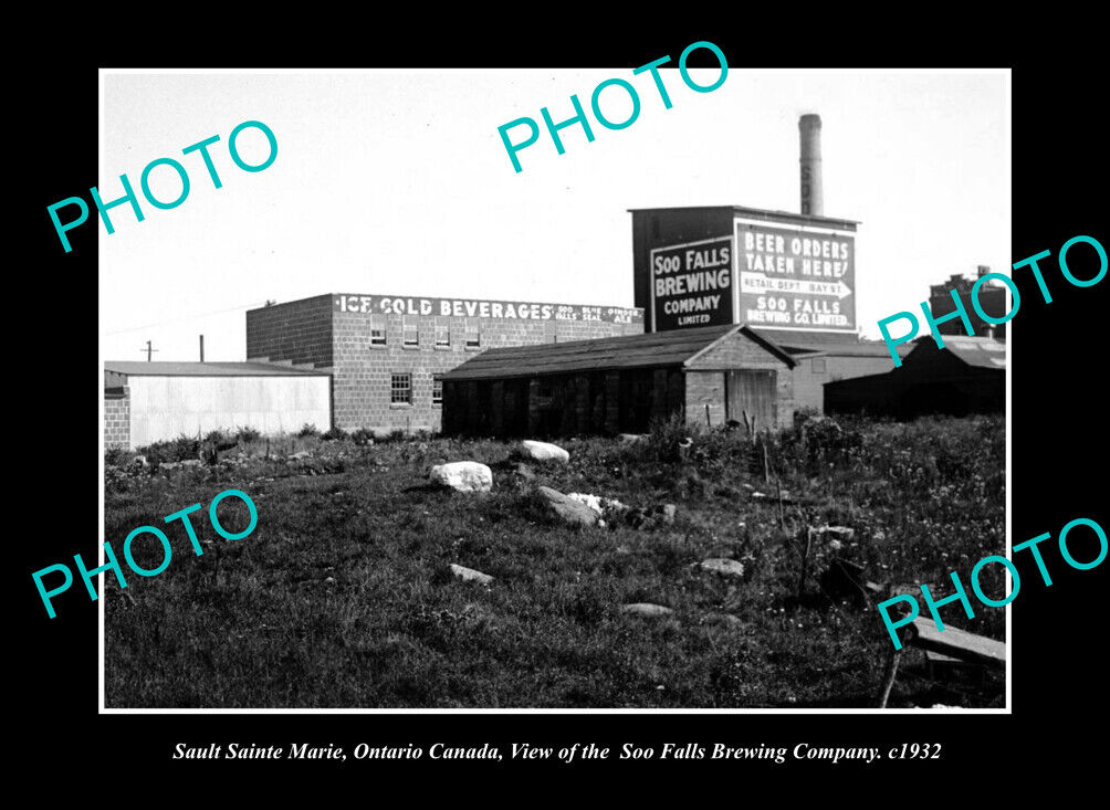 OLD LARGE HISTORIC PHOTO SAULT SAINTE MARIE CANADA, SOO FALLS BREWERY c1932 1