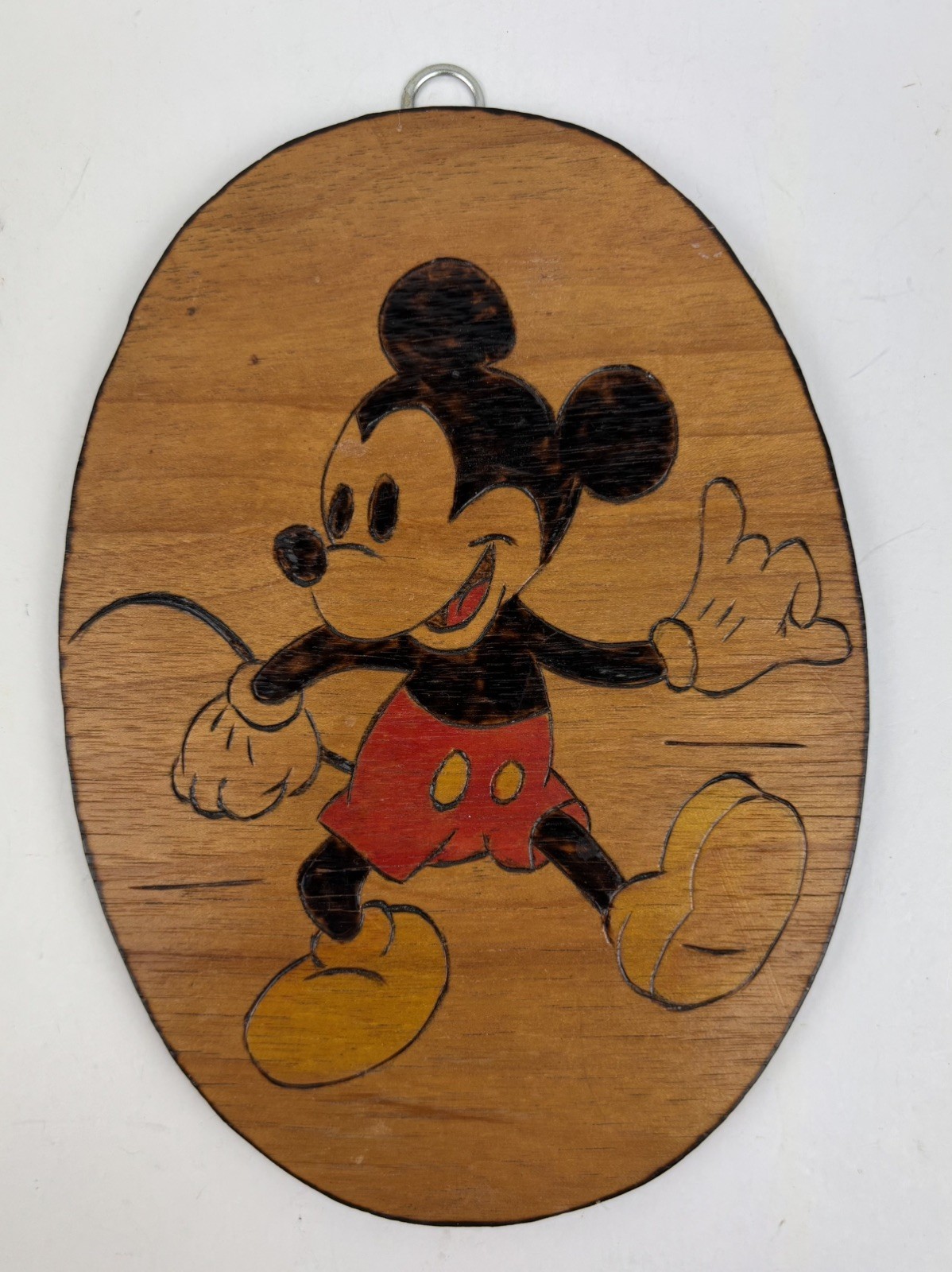 Vintage Mickey Mouse Wooden Wall Plaque Hand Painted Disney Decor